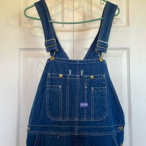 Men’s Big Smith Overalls Sz 40x32 medium wash denim buckles carpenter loop